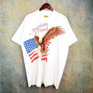 VTG 90s American Proud Eagle T Shirt Mens Sz XL White Single Stitch USA